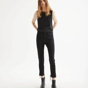 Nili Lotan High Rise Reverse Hem Frayed Jeans